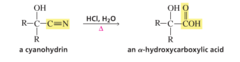 Acid catalyzed hydrolysis of cyanohydrin produces an _____________________________.