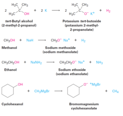 Alcohol + Alkali Metals/Strong base(NaH, NaNH2, Grignard Reagent)