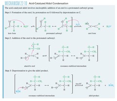 Draw a mechanism for an acid-catalyzed aldol condensation.