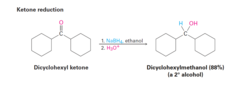 Ketone + LiAlH4(in ether)/NaBH4(in ethanol)